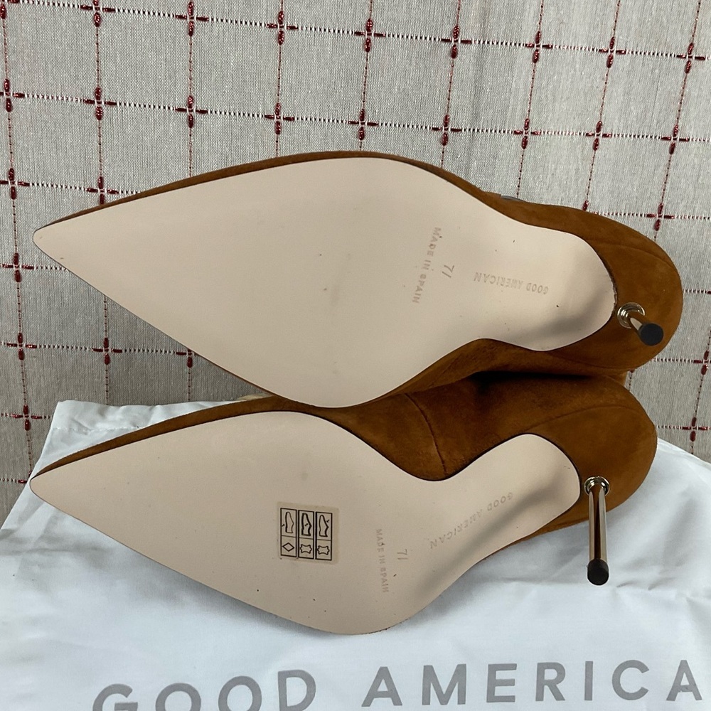 Good American “Scandal” Lace Up High Heel Booties Stiletto Ankle Boots Sz 7.5 - Picture 5 of 8